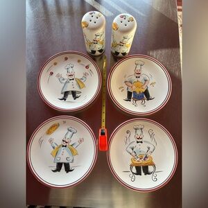 Pizza night Themed plate set shakers Salt Pepper or Parmesan Italian seasoning